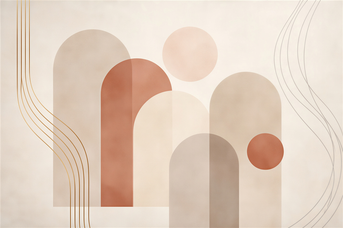 Fototapeten Minimalistische Bögen und Kreise