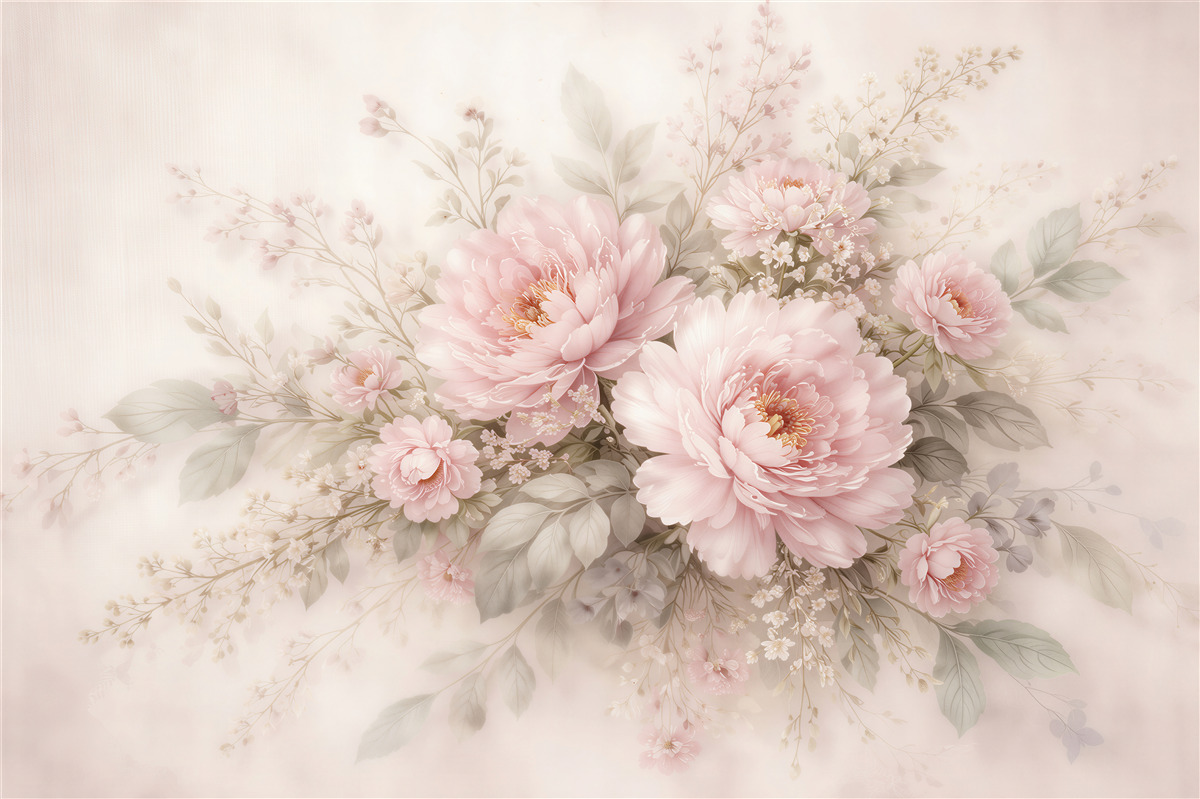 Fototapeten Pudrige Pfingstrosen in einem zarten Bouquet