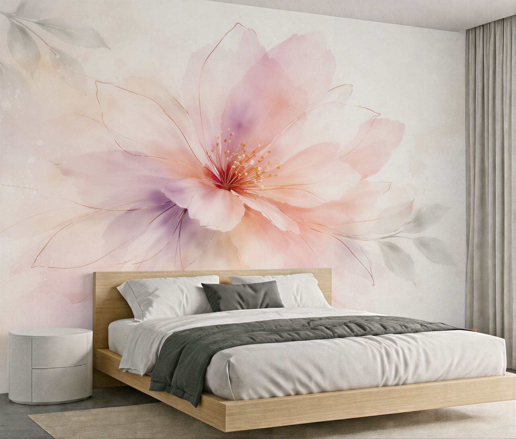 Fototapeten Pastellfarbene Aquarellblume