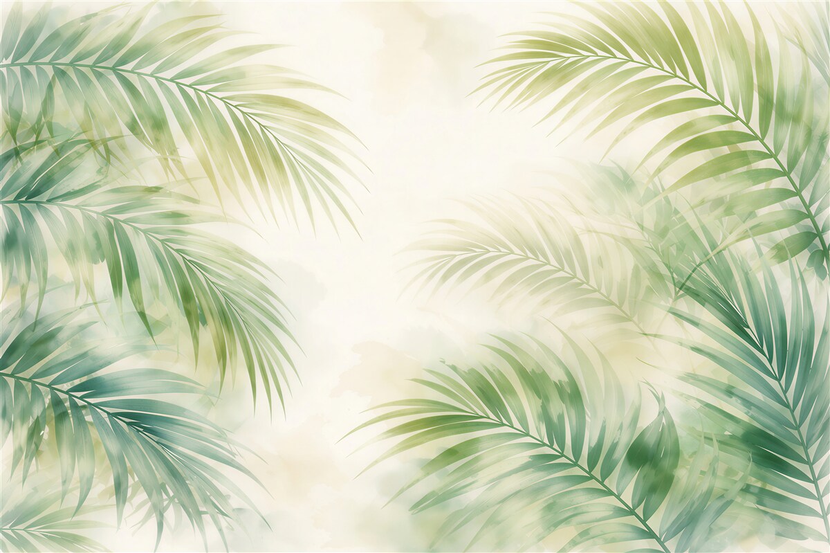 Fototapeten Aquarellierte Palmblätter