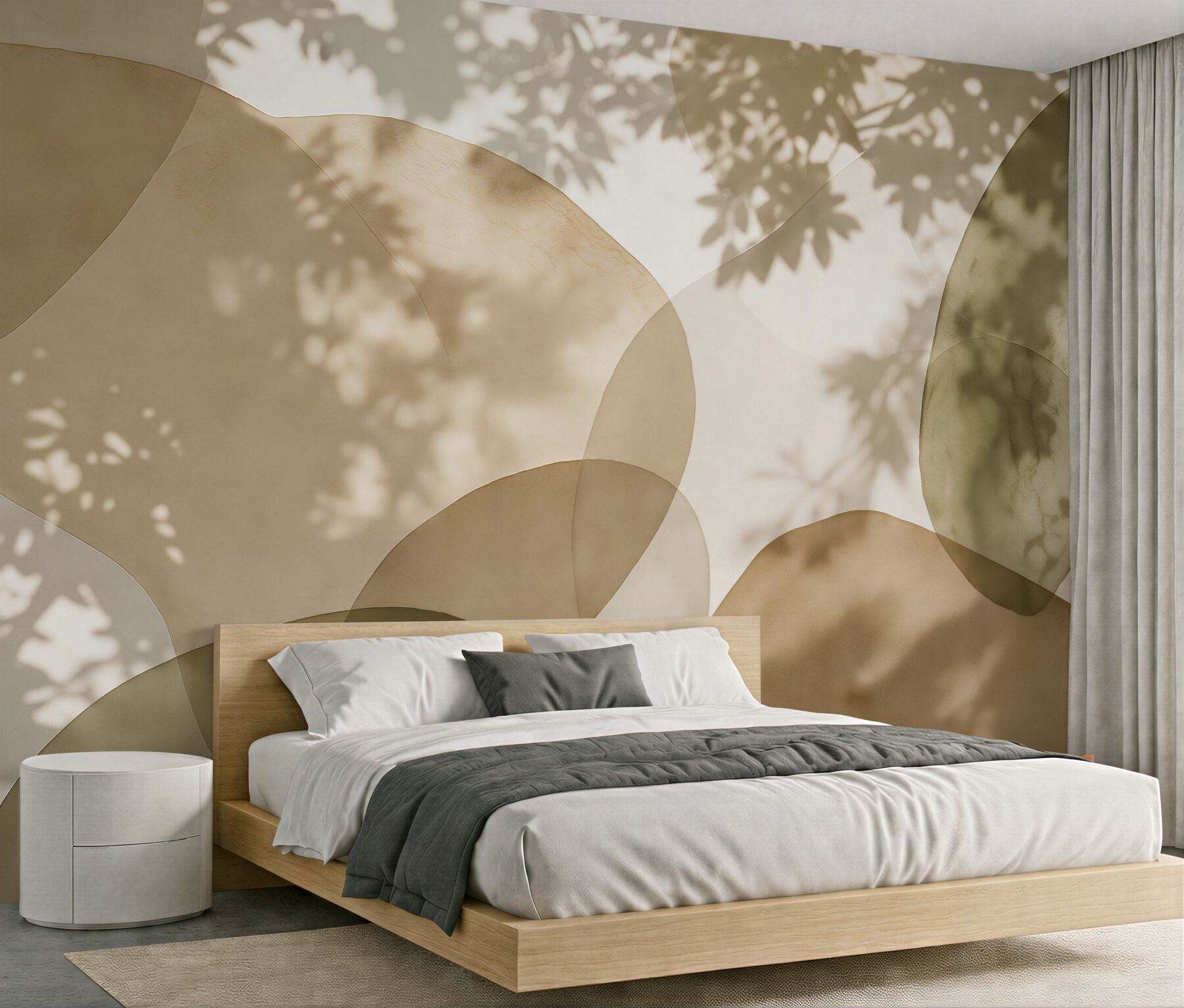 Fototapeten Organische Schatten und beige Formen