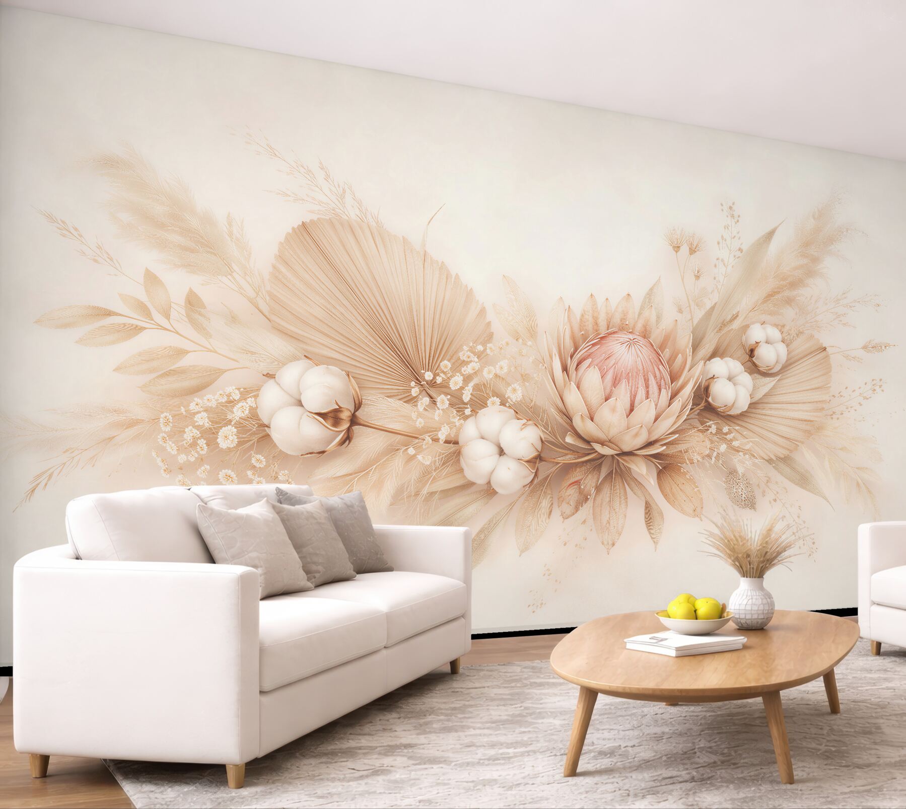 Fototapeten Beige Blumenkomposition Premium