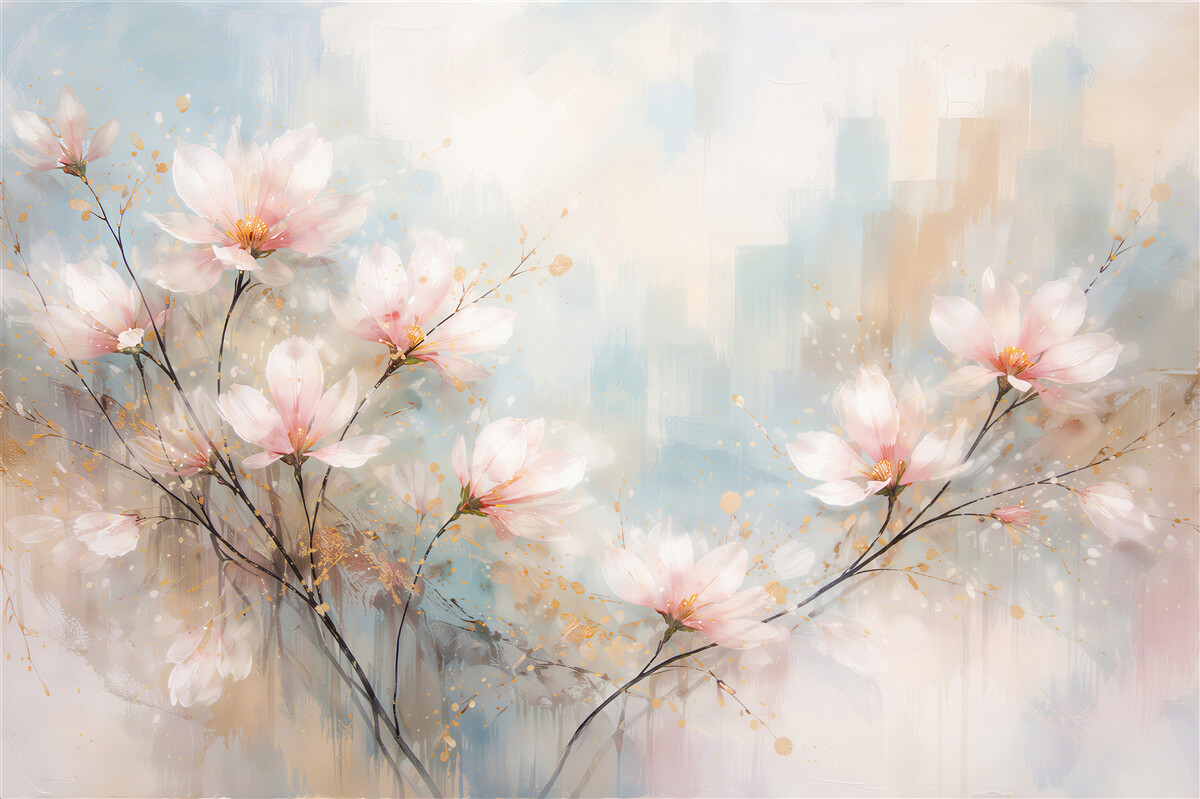 Fototapeten Aquarell-Magnolie im Glanz
