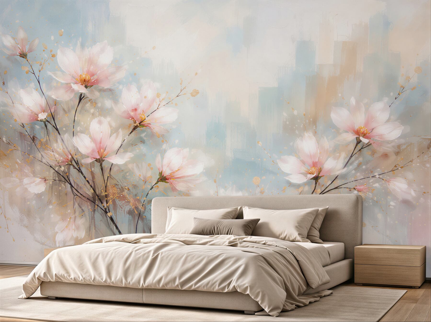Fototapeten Aquarell-Magnolie im Glanz
