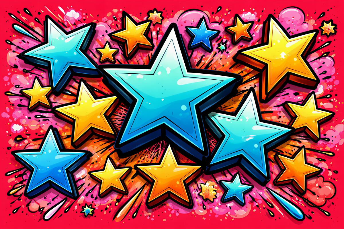 Fototapeten Bunte Sterne im Pop-Art-Stil