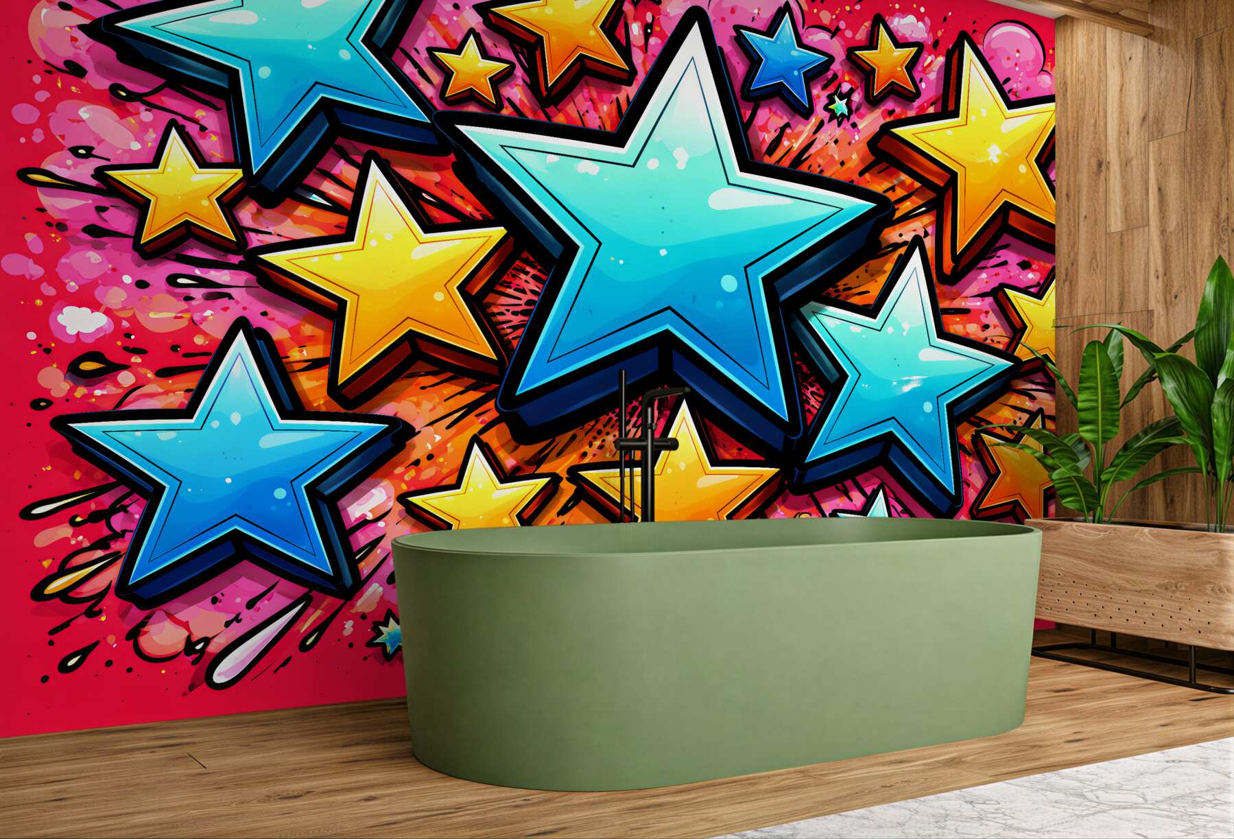 Fototapeten Bunte Sterne im Pop-Art-Stil