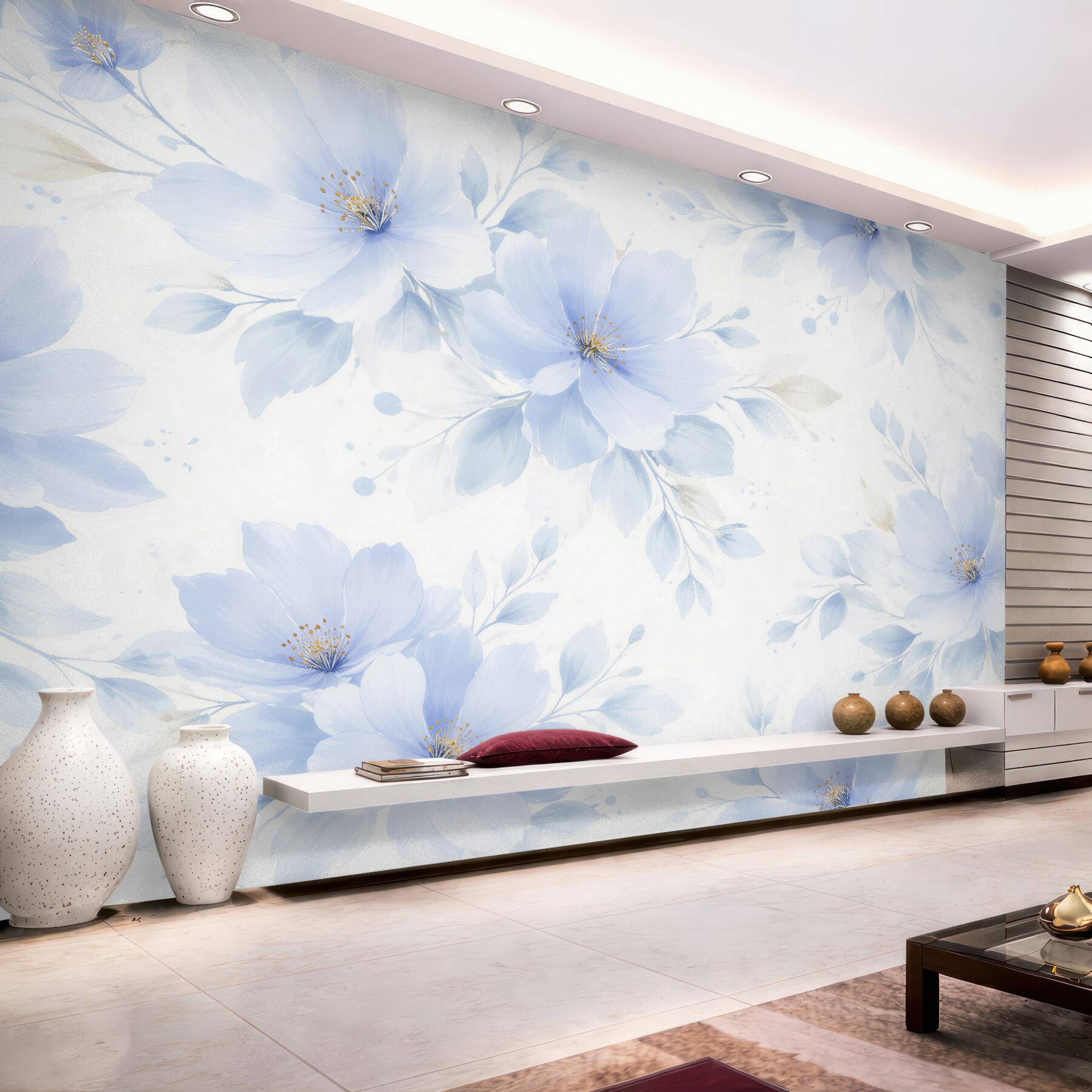 Fototapeten Hellblaue Blumen in Leichtigkeit