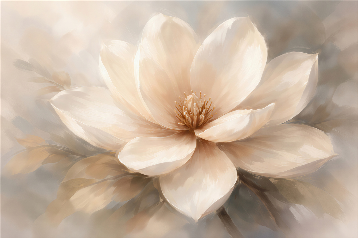 Fototapeten Cremefarbene Magnolie im Glanz