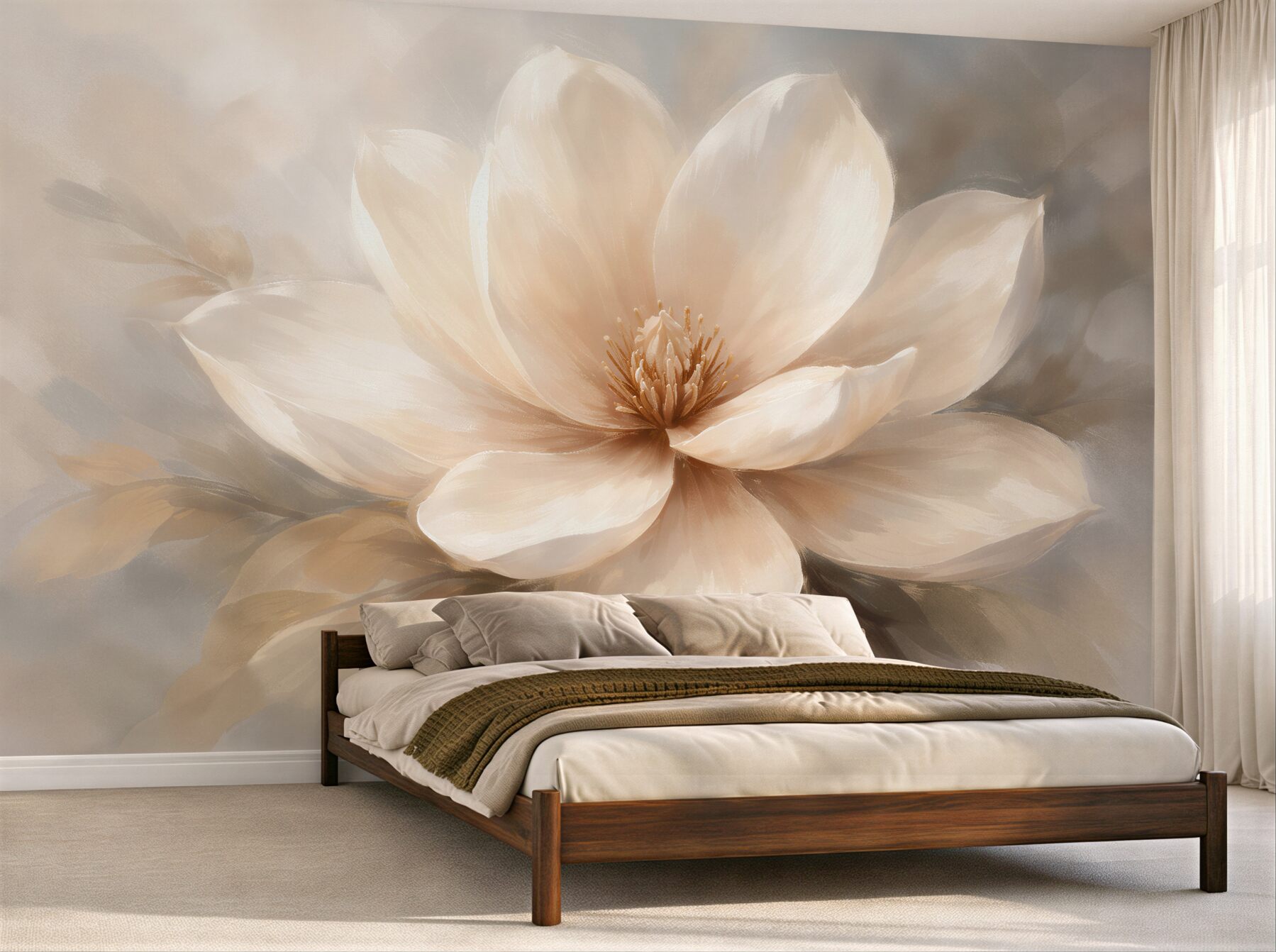 Fototapeten Cremefarbene Magnolie im Glanz