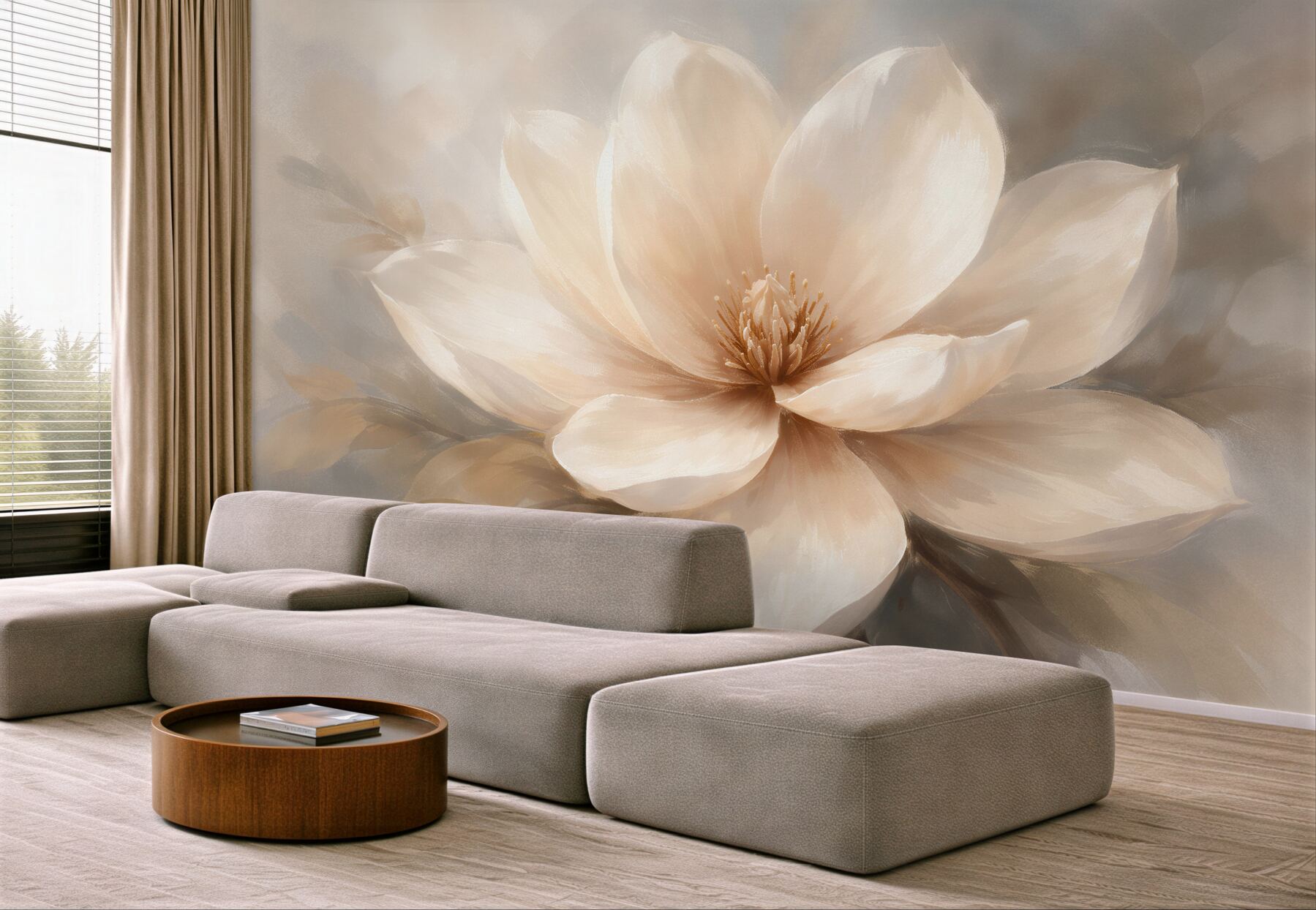 Fototapeten Cremefarbene Magnolie im Glanz