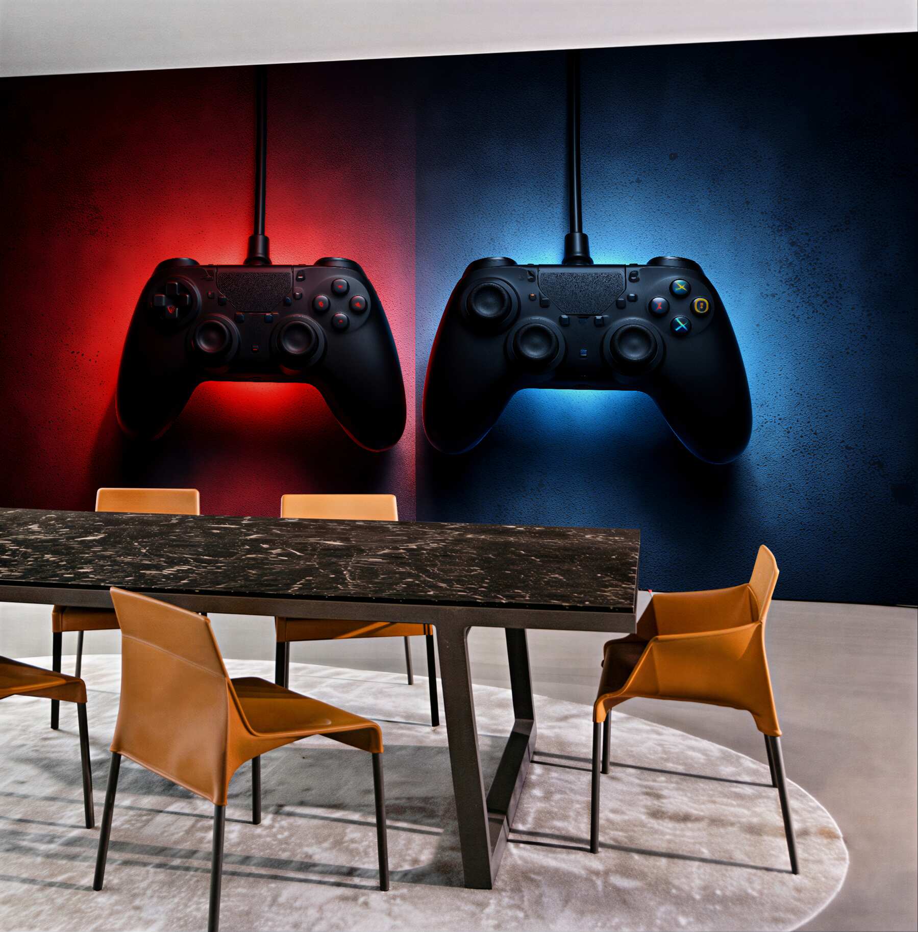 Fototapeten Neonfarbene Gamepads für Gamer