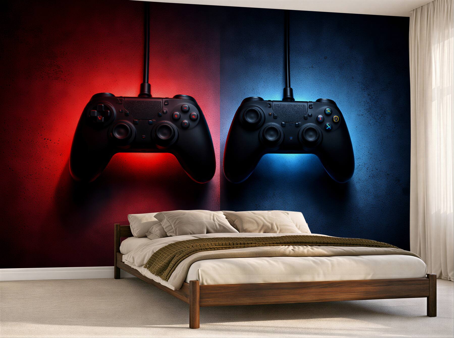 Fototapeten Neonfarbene Gamepads für Gamer