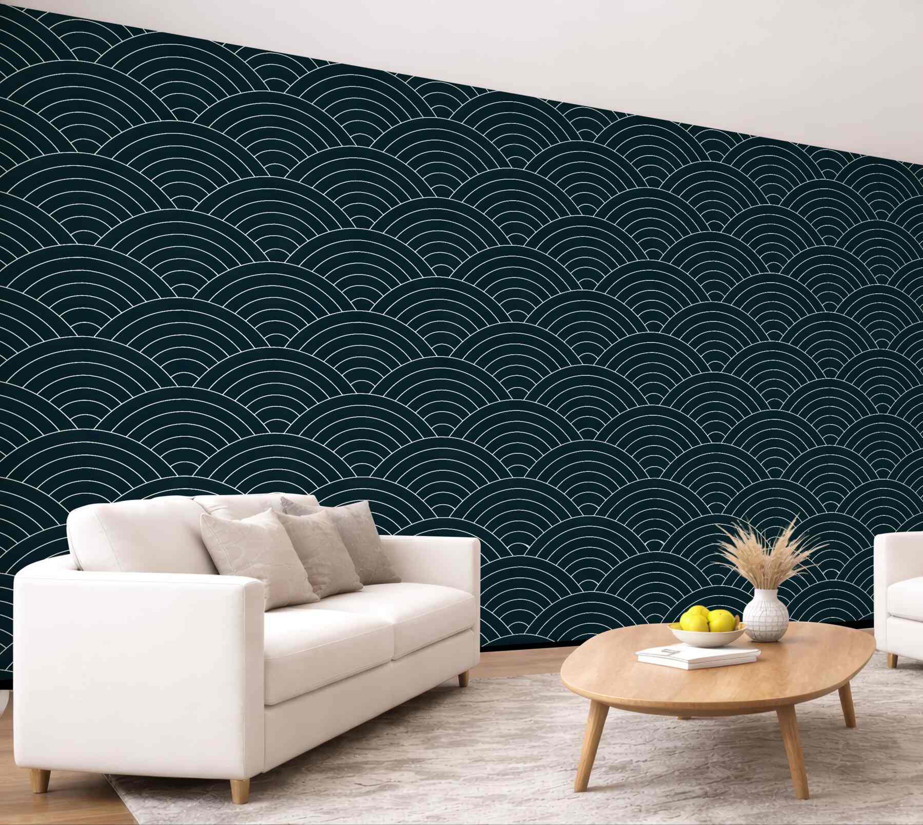 Fototapeten Geometrische Bögen in tiefem Marineblau