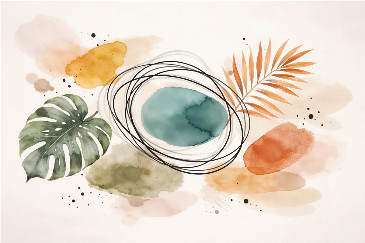 Fototapeten Aquarellblätter und Abstraktion
