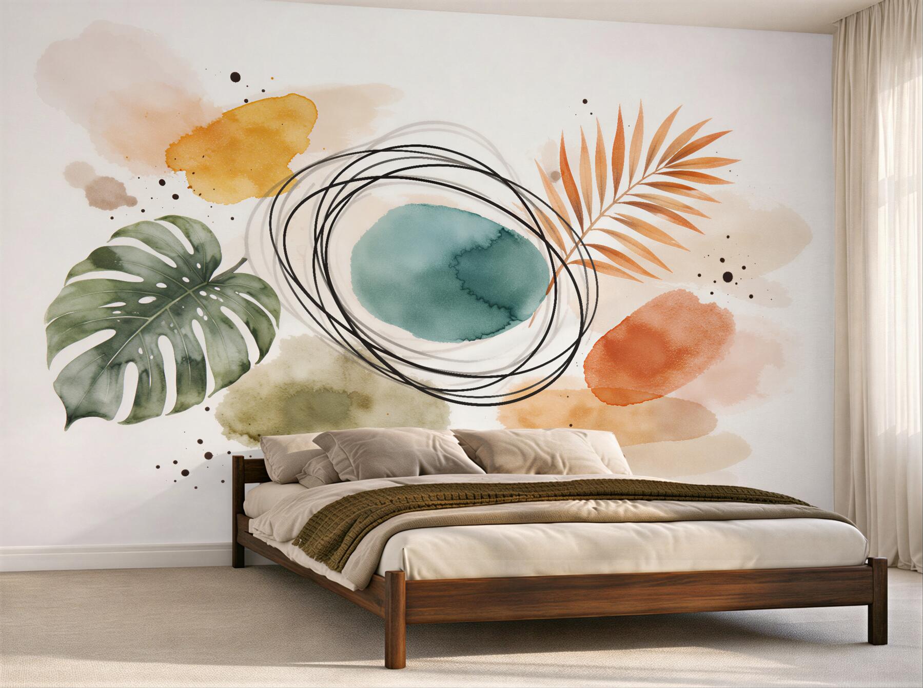 Fototapeten Aquarellblätter und Abstraktion