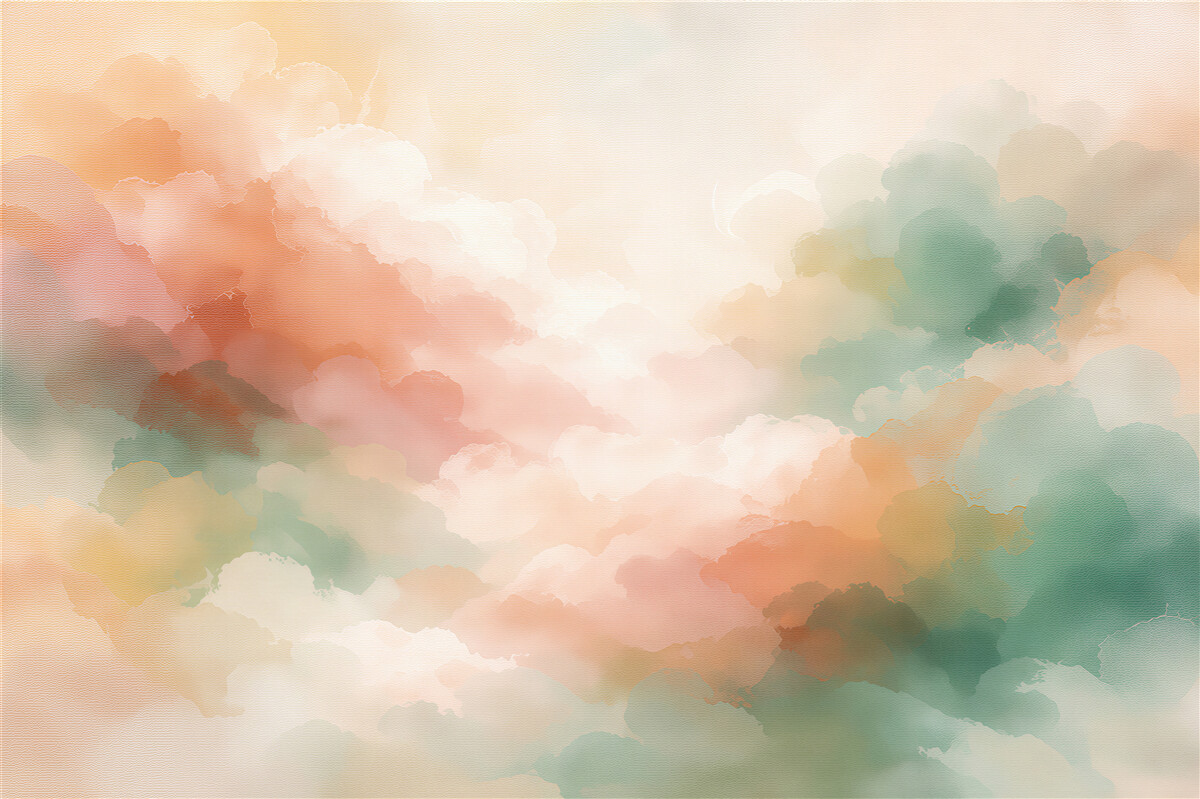 Fototapeten Pastellfarbene Aquarellwolken