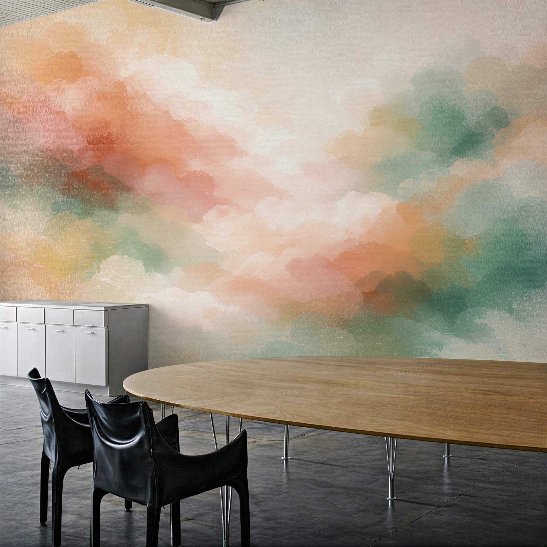 Fototapeten Pastellfarbene Aquarellwolken