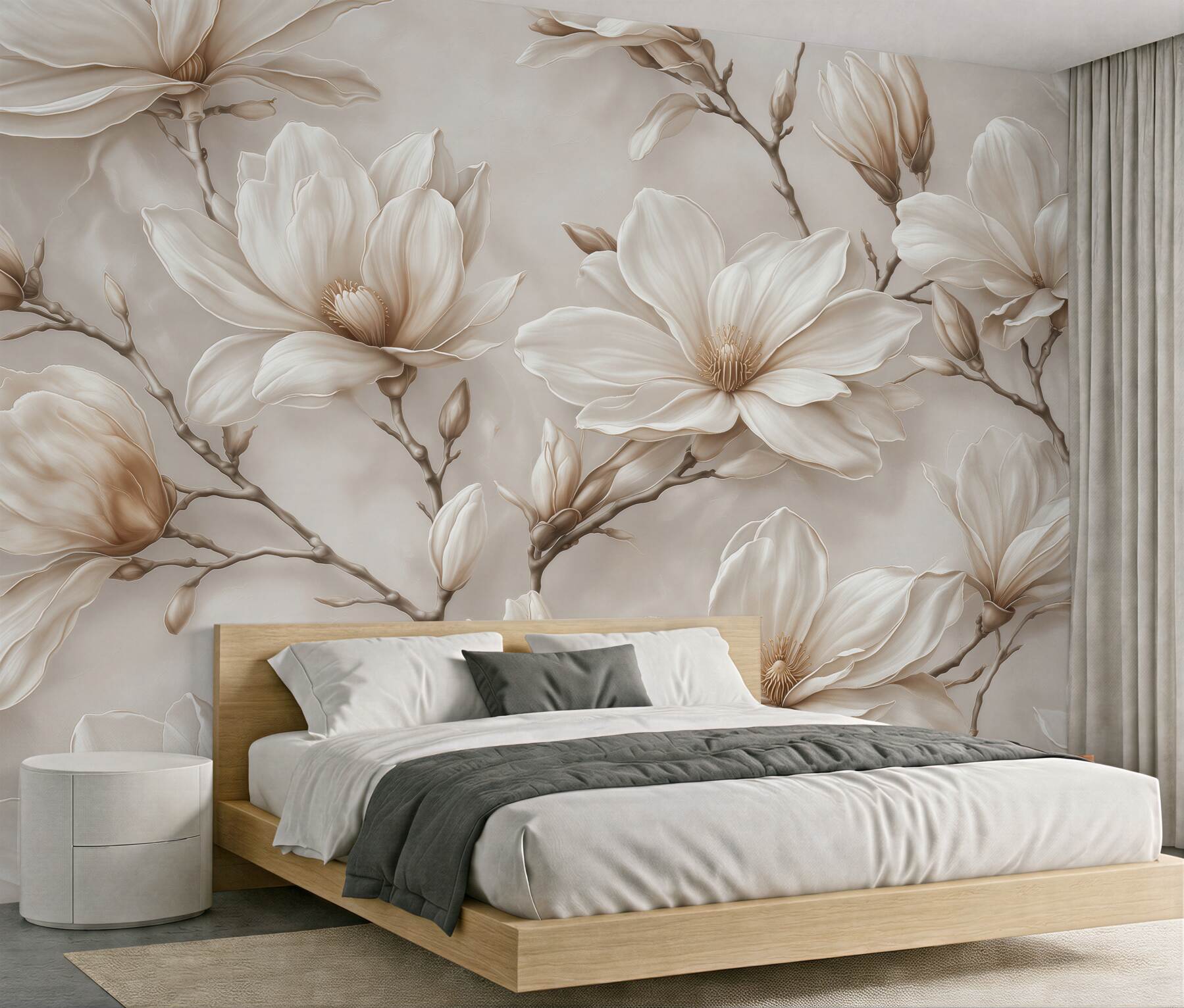 Fototapeten Cremefarbene Magnolie im eleganten Stil