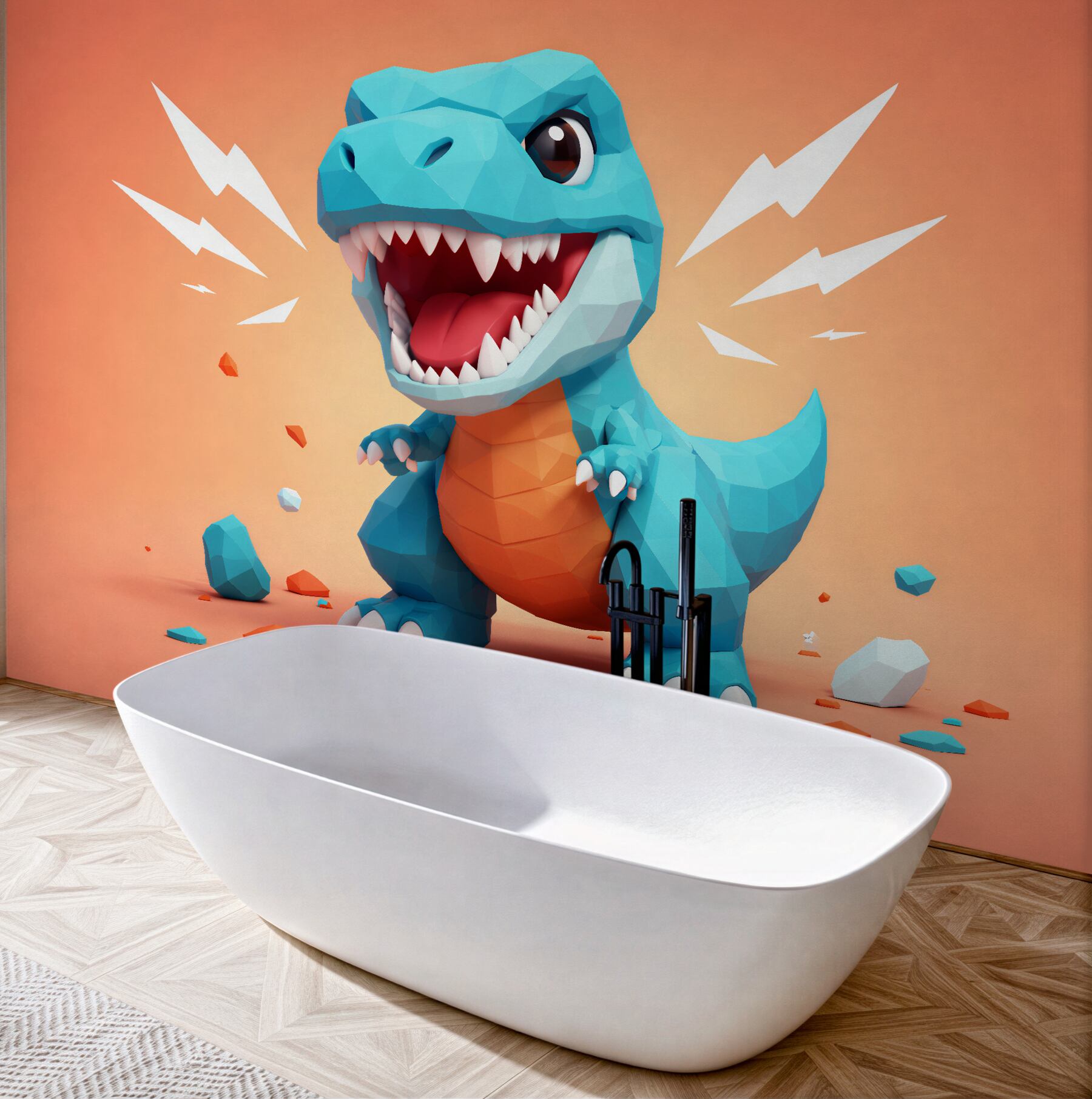 Fototapeten Geometrischer Dinosaurier für Kinder
