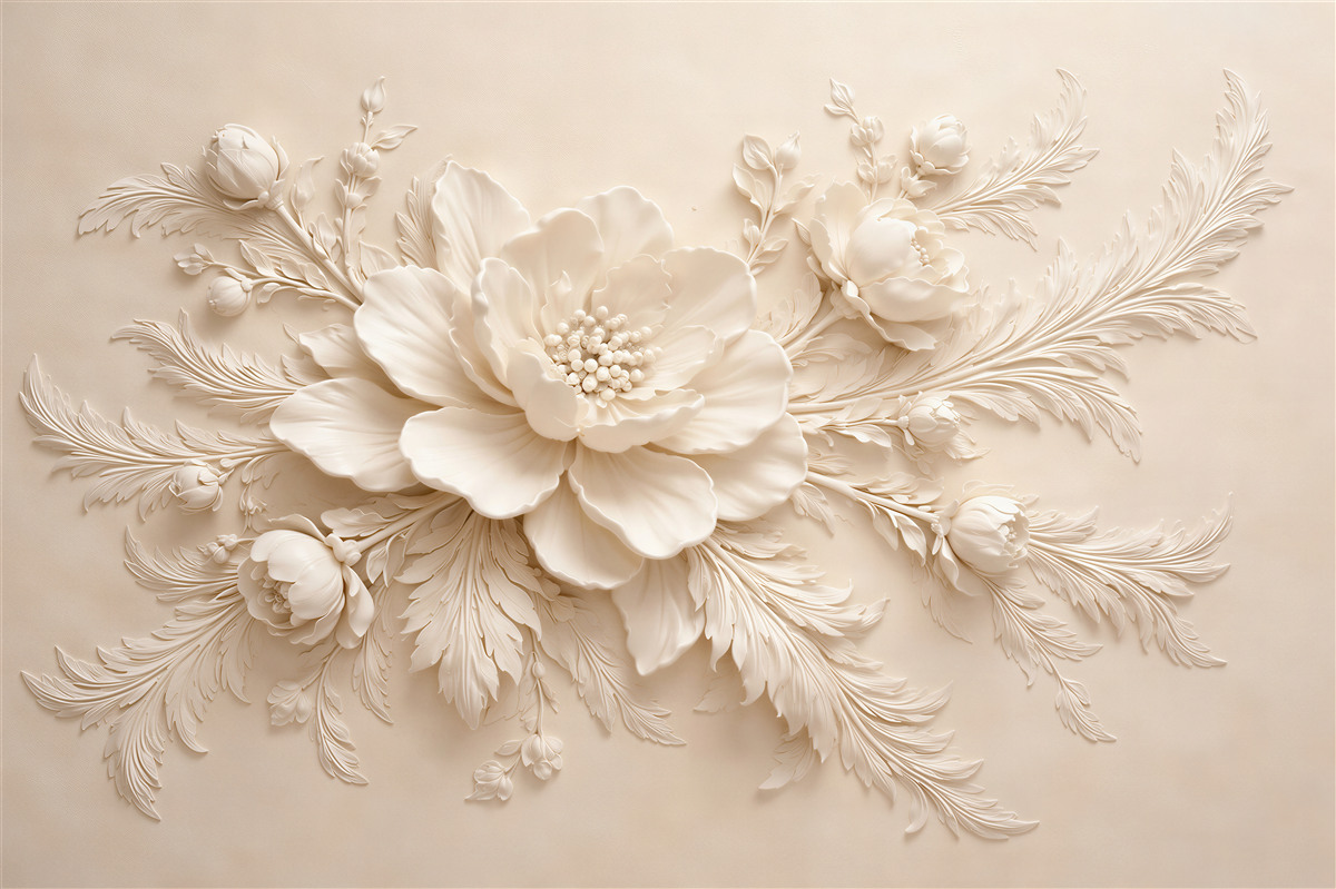 Fototapeten Reliefblume in elegantem Beige