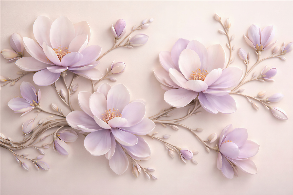 Fototapeten Lavendelfarbene Magnolie in eleganter Blüte