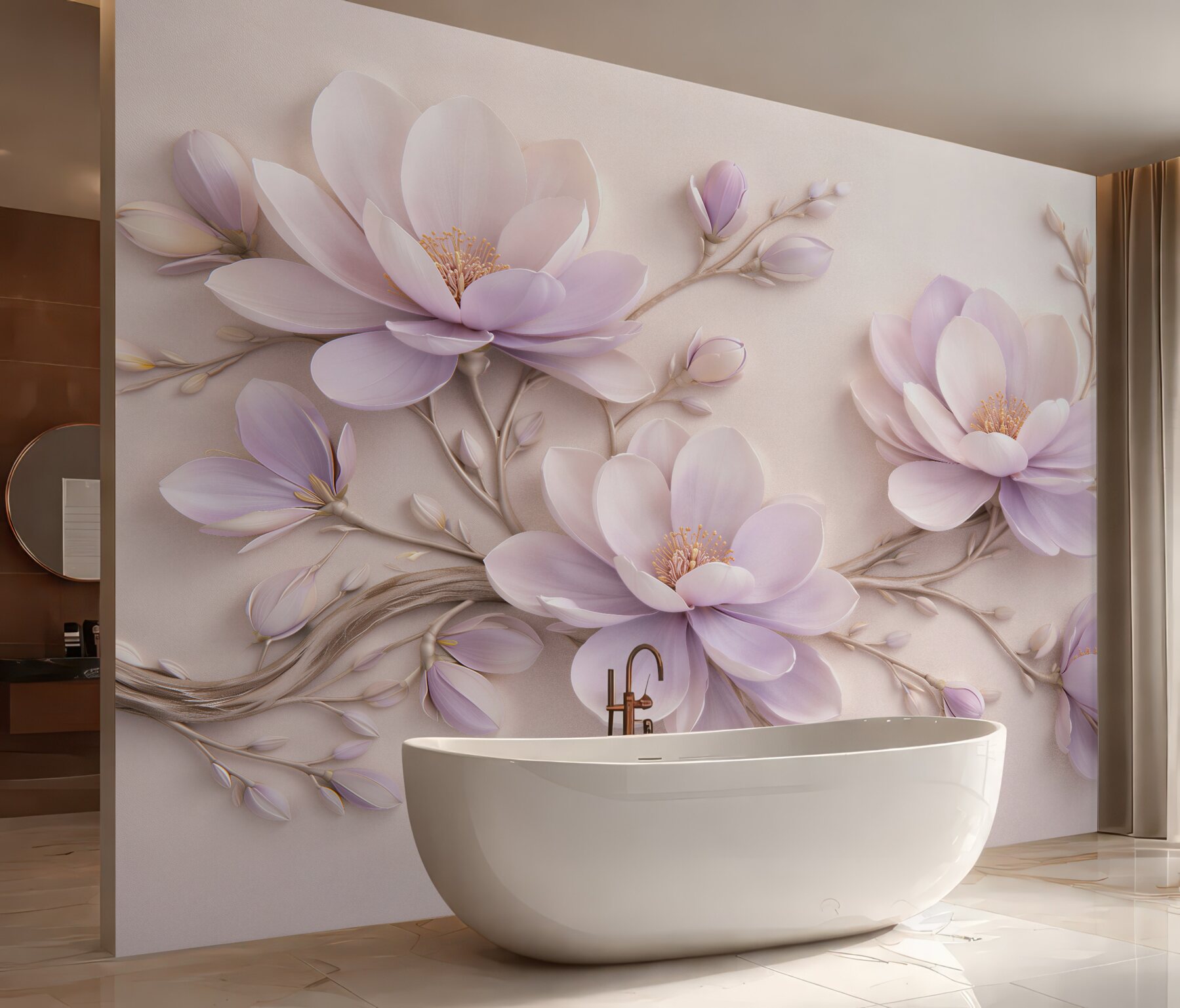 Fototapeten Lavendelfarbene Magnolie in eleganter Blüte