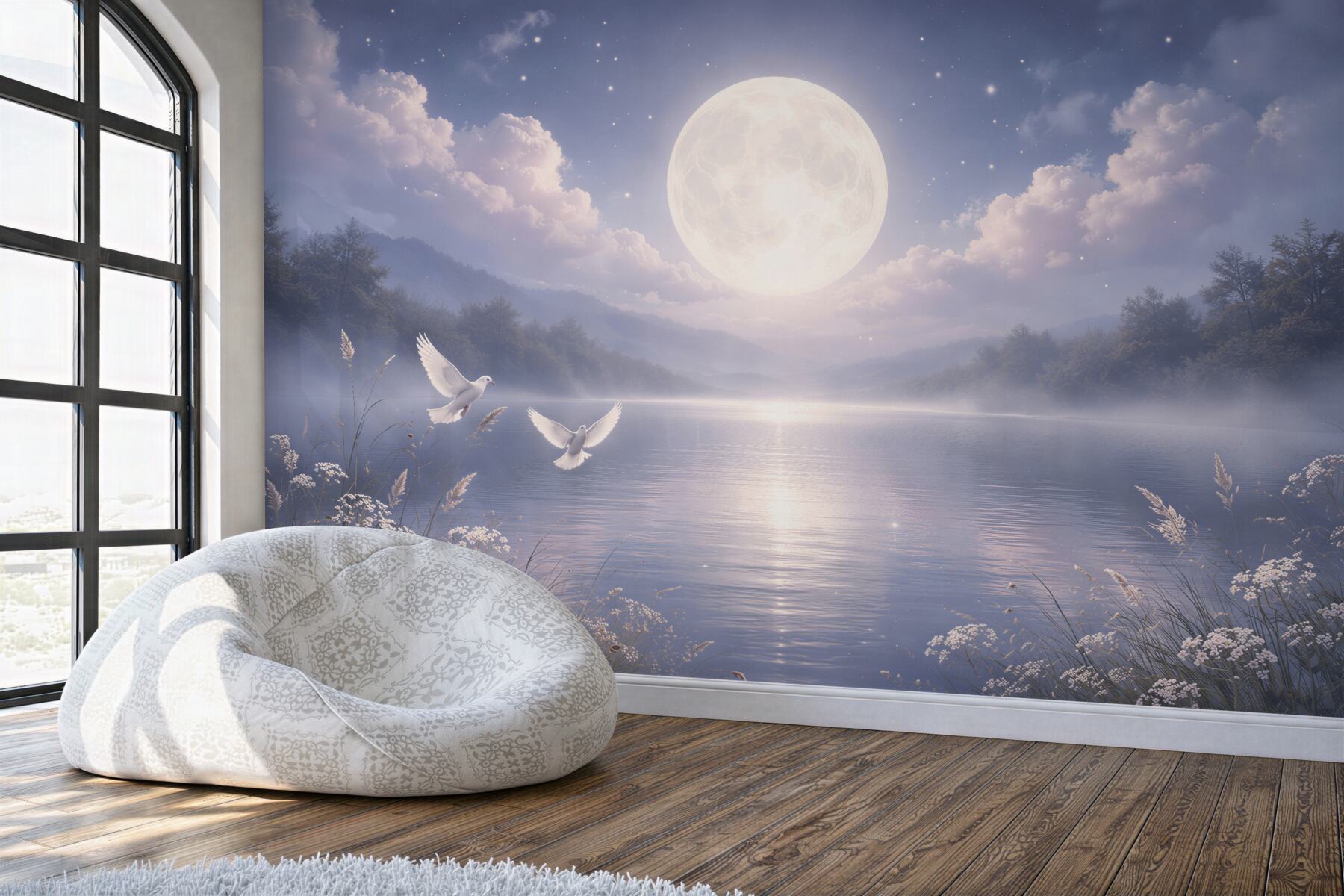 Fototapeten Magischer See unter dem Vollmond