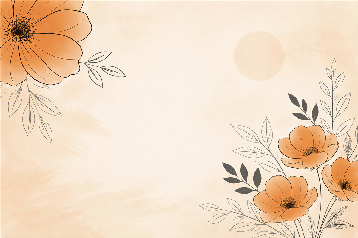 Fototapeten Orangefarbene Mohnblumen minimalistisch