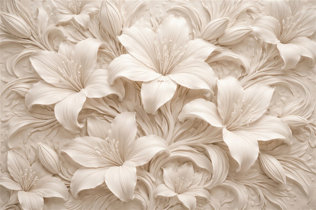 Fototapeten Gemeißelte Lilien in Creme