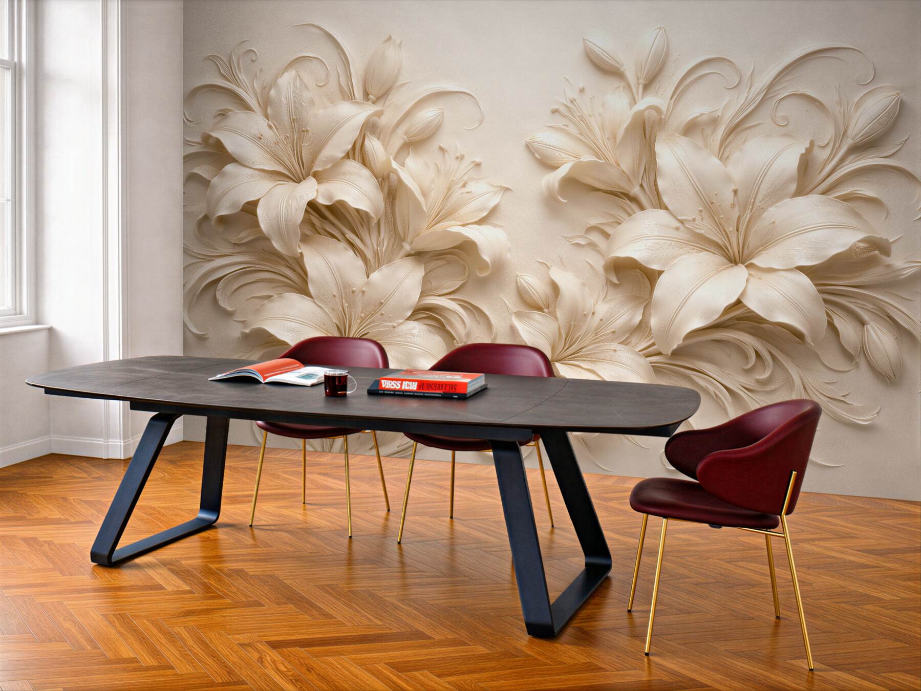 Fototapeten Elegante Lilien im Relief