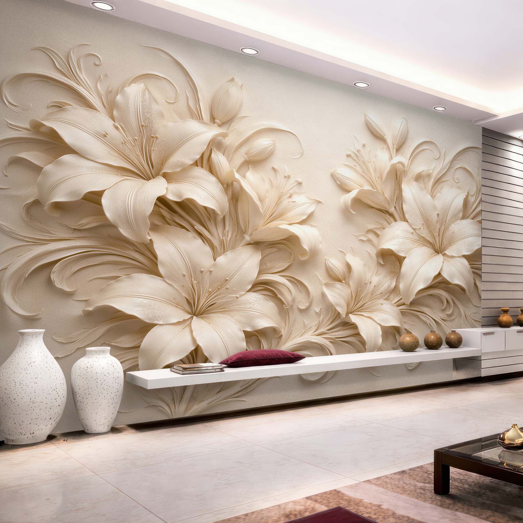 Fototapeten Elegante Lilien im Relief