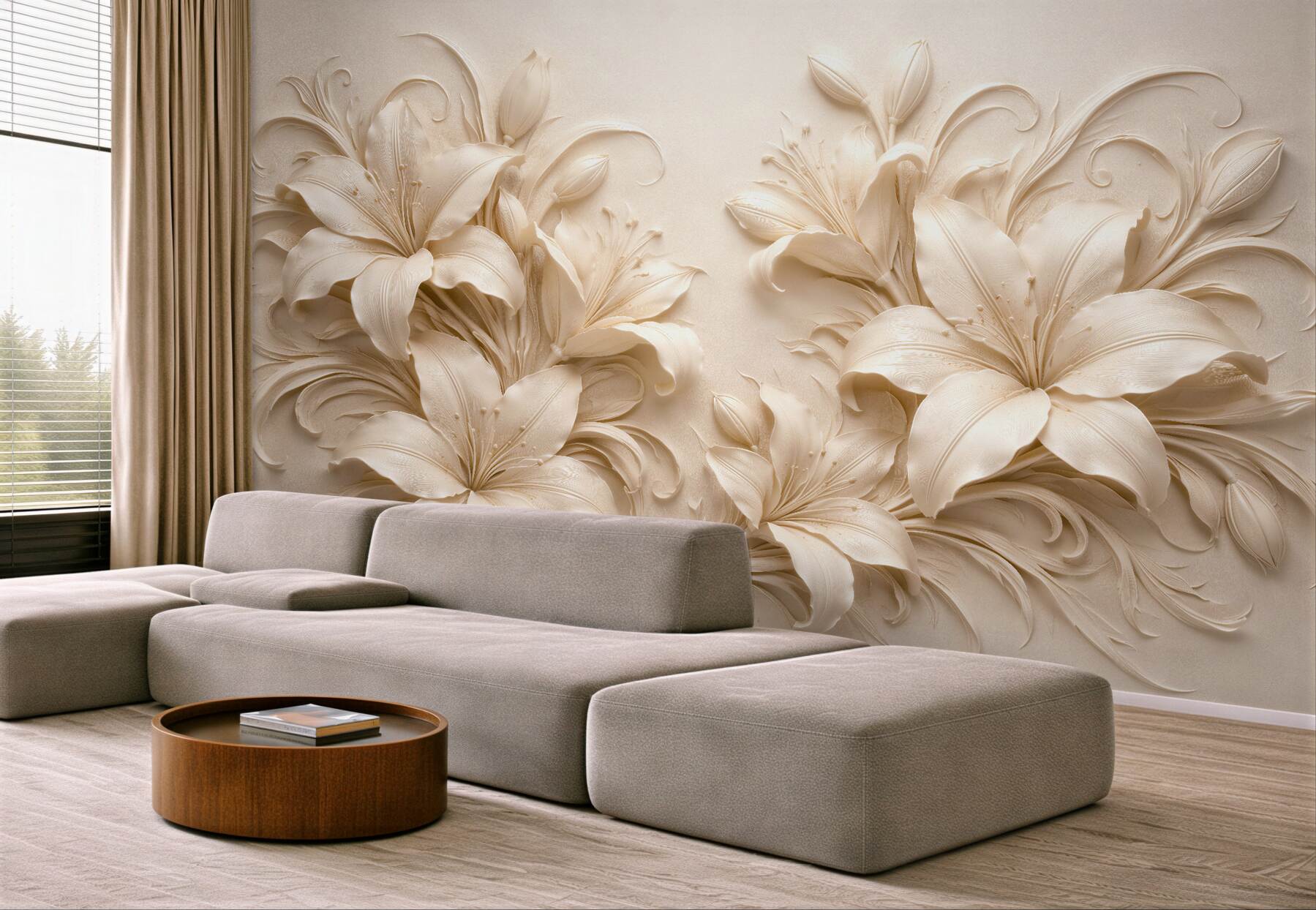 Fototapeten Elegante Lilien im Relief