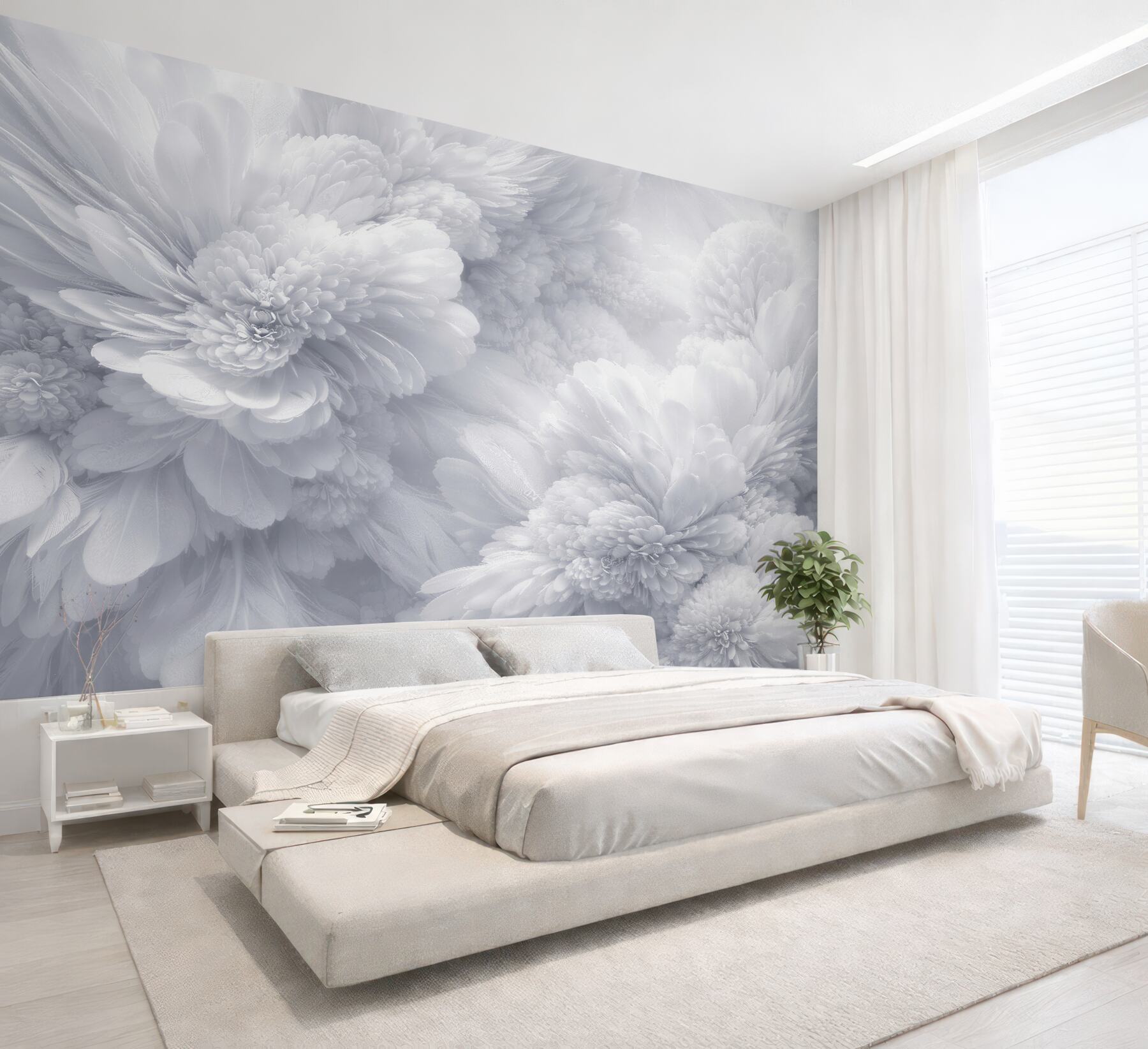Fototapeten Ätherische weiße Blumen des Luxus
