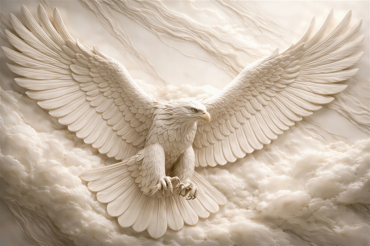 Fototapeten Adler in marmorierten Wolken
