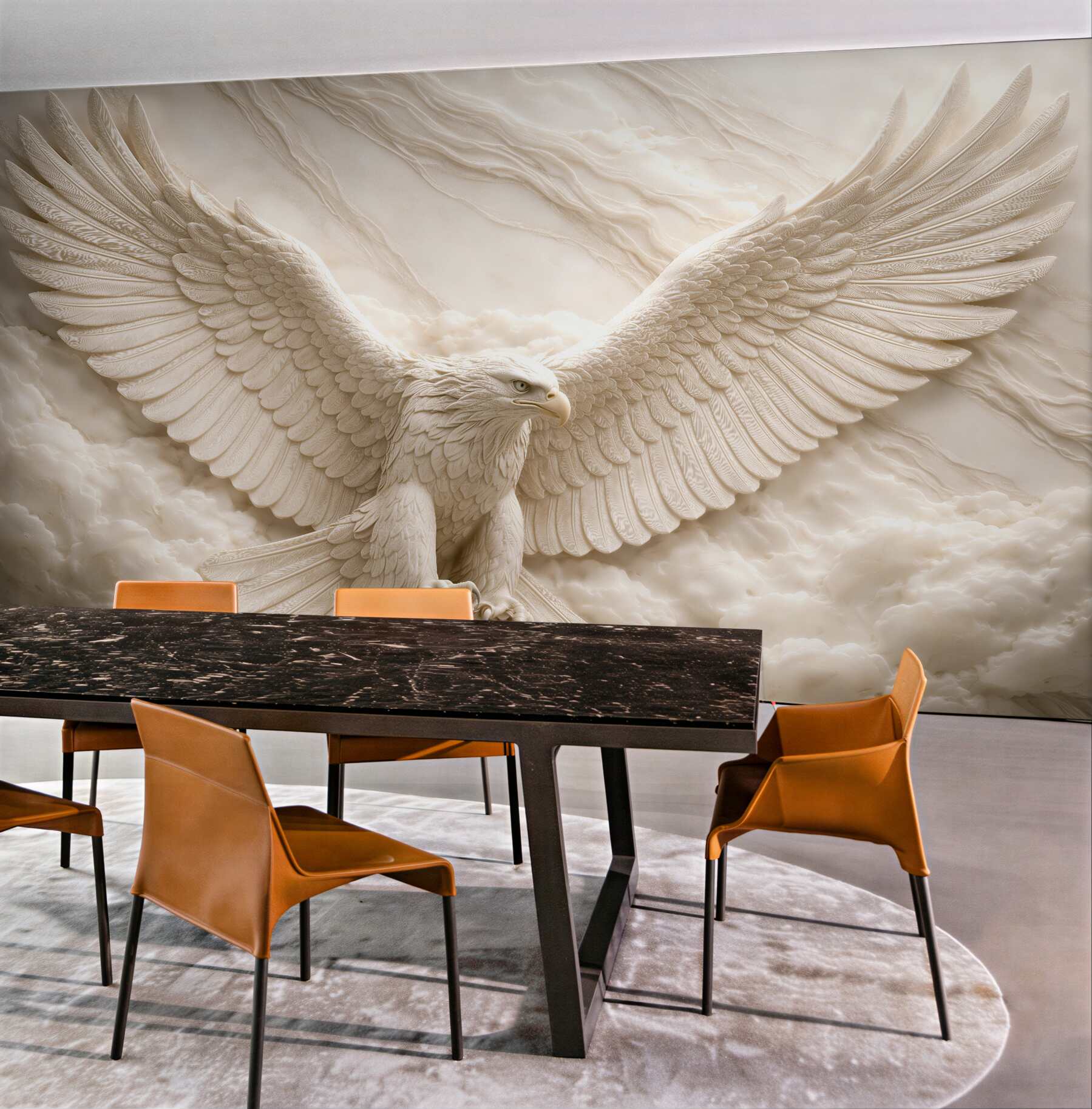Fototapeten Adler in marmorierten Wolken