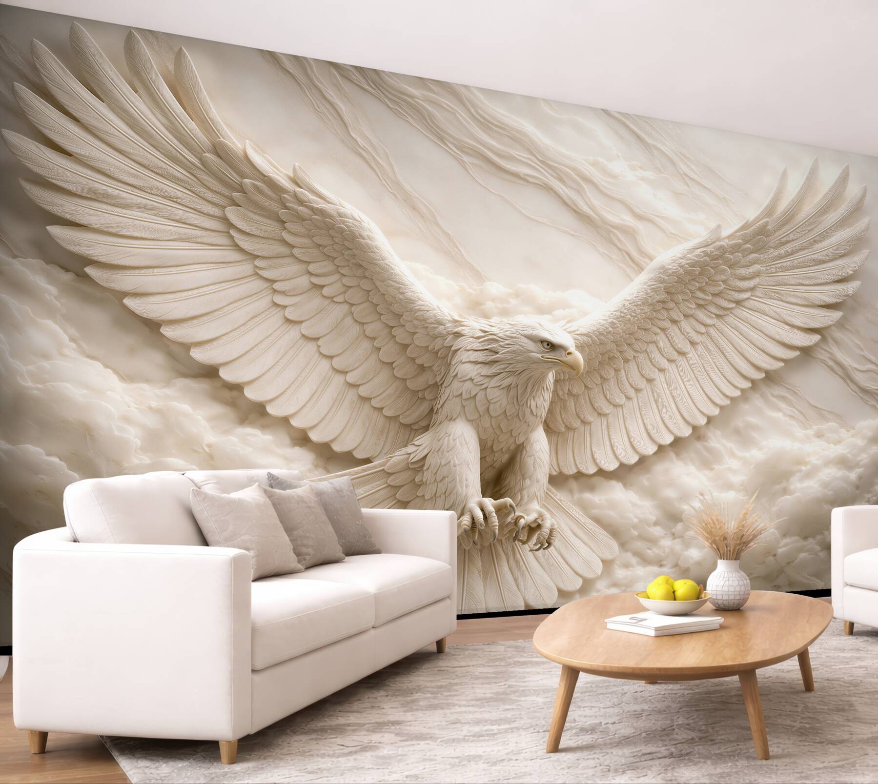 Fototapeten Adler in marmorierten Wolken
