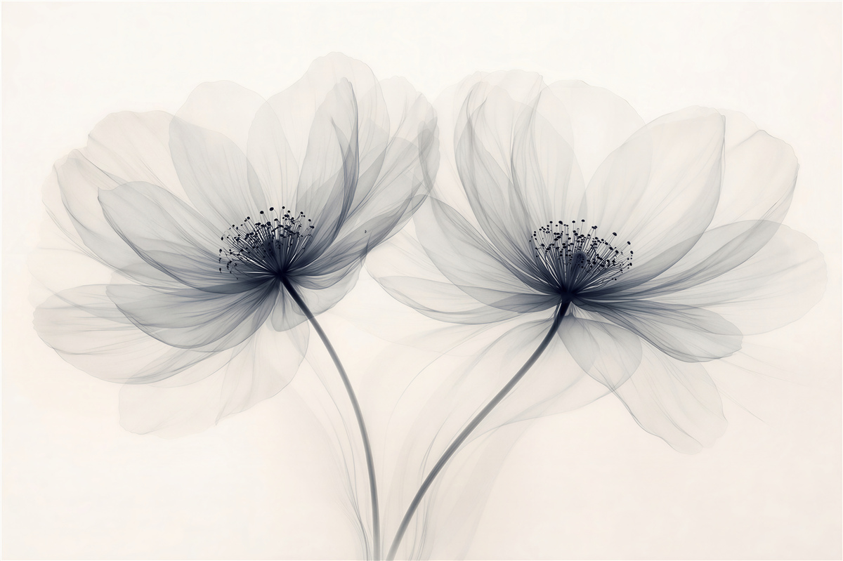 Fototapeten Ätherische Blumen in Sepia