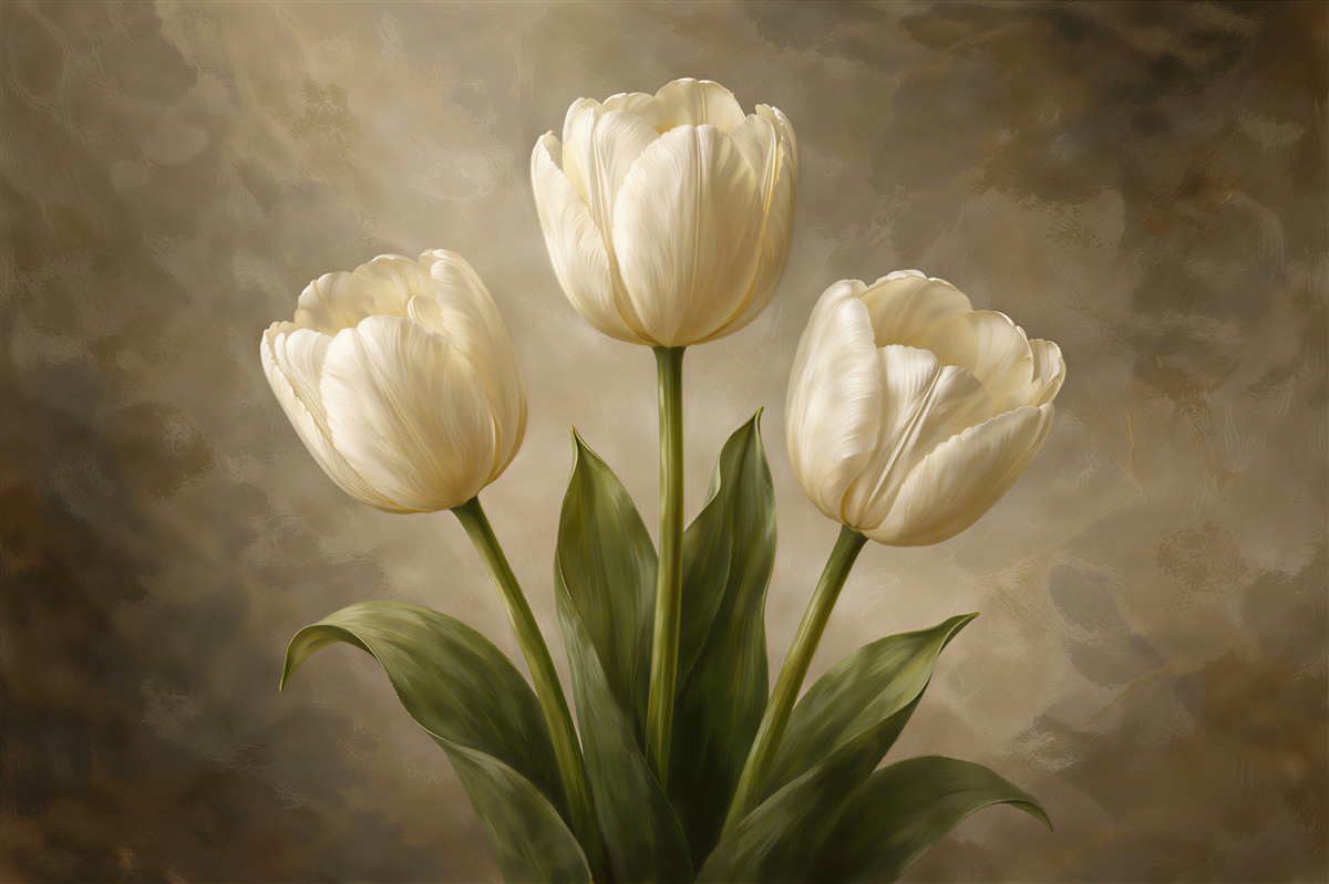 Fototapeten Cremefarbene Tulpen im eleganten Stil