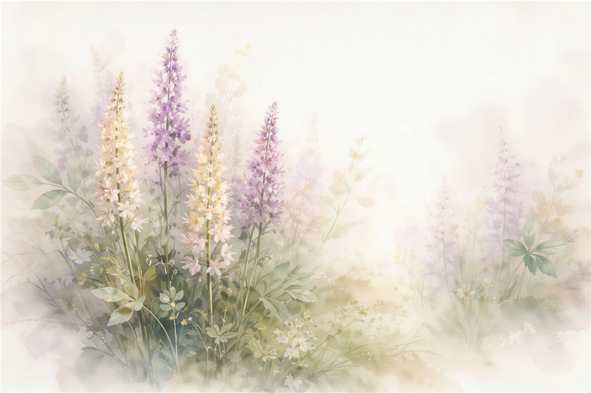 Fototapeten Pastellfarbene Blumenwiese