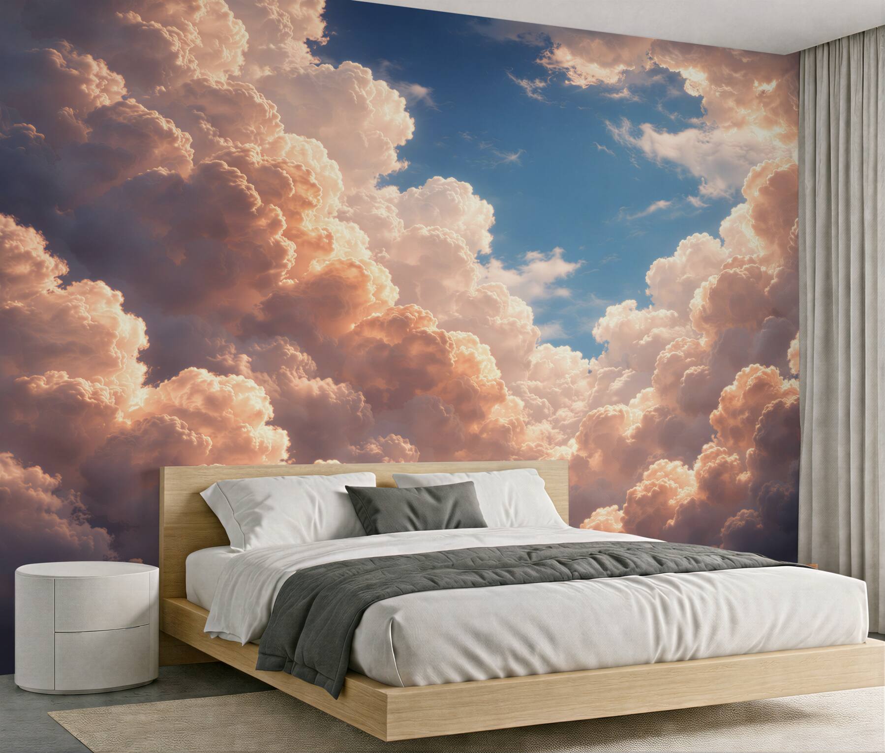Fototapeten Rosa Wolken am blauen Himmel