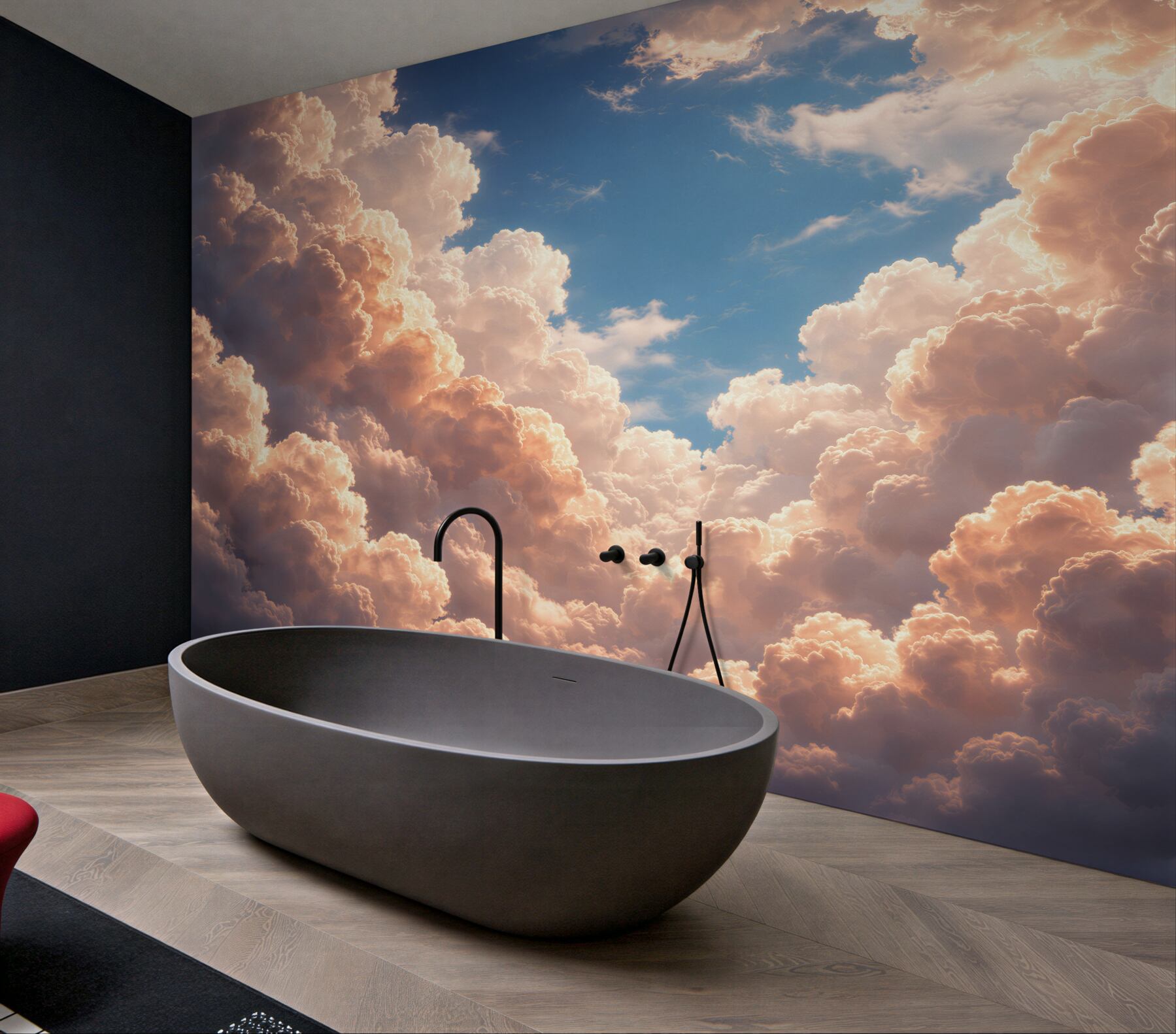 Fototapeten Rosa Wolken am blauen Himmel