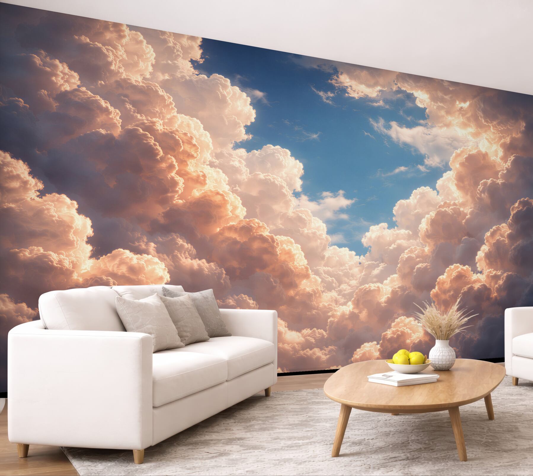 Fototapeten Rosa Wolken am blauen Himmel