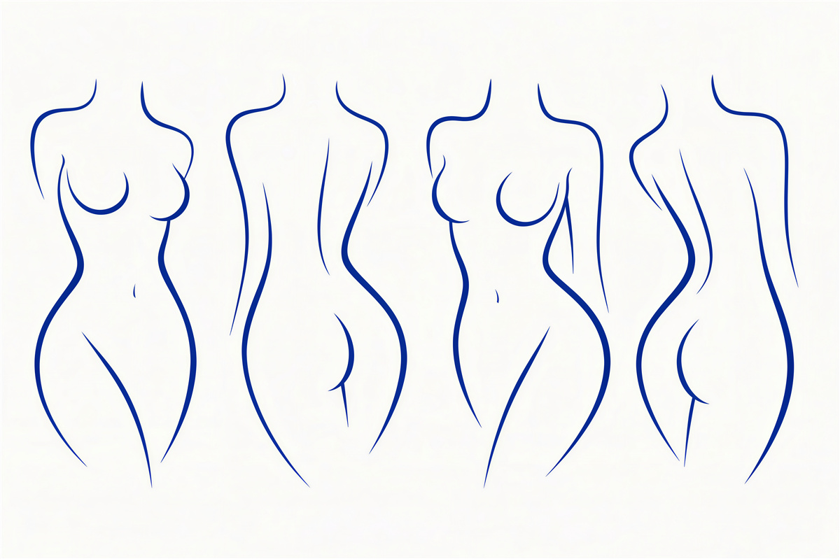 Fototapeten Minimalistische weibliche Silhouetten in Blau