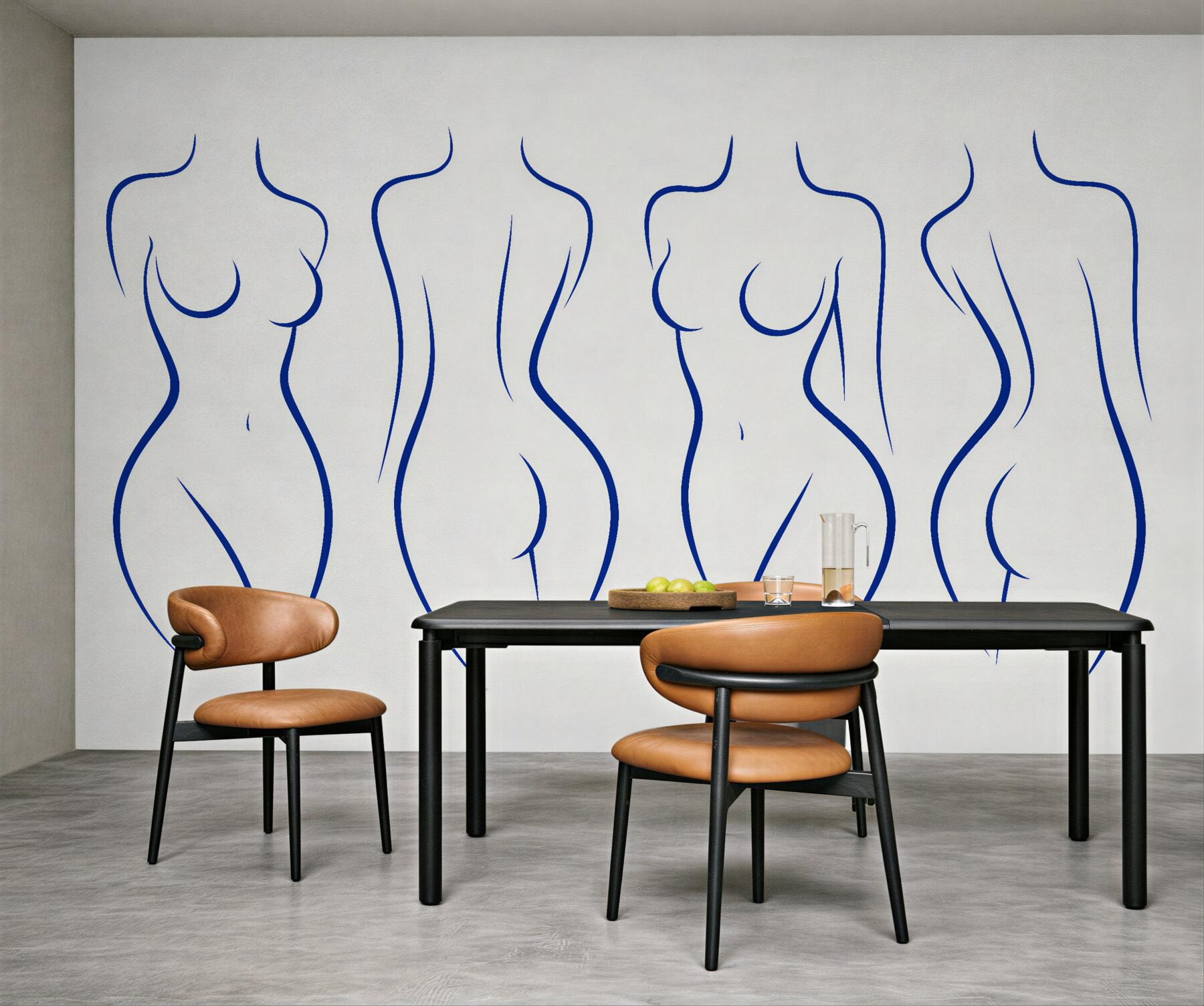 Fototapeten Minimalistische weibliche Silhouetten in Blau