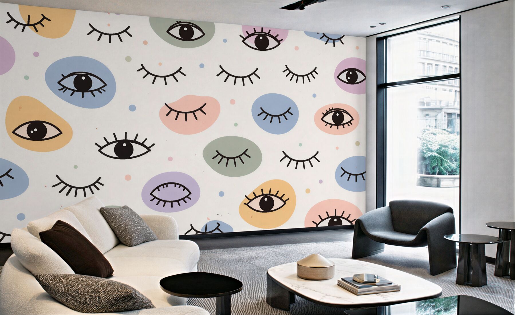 Fototapeten Pastellfarbene Boho-Augen