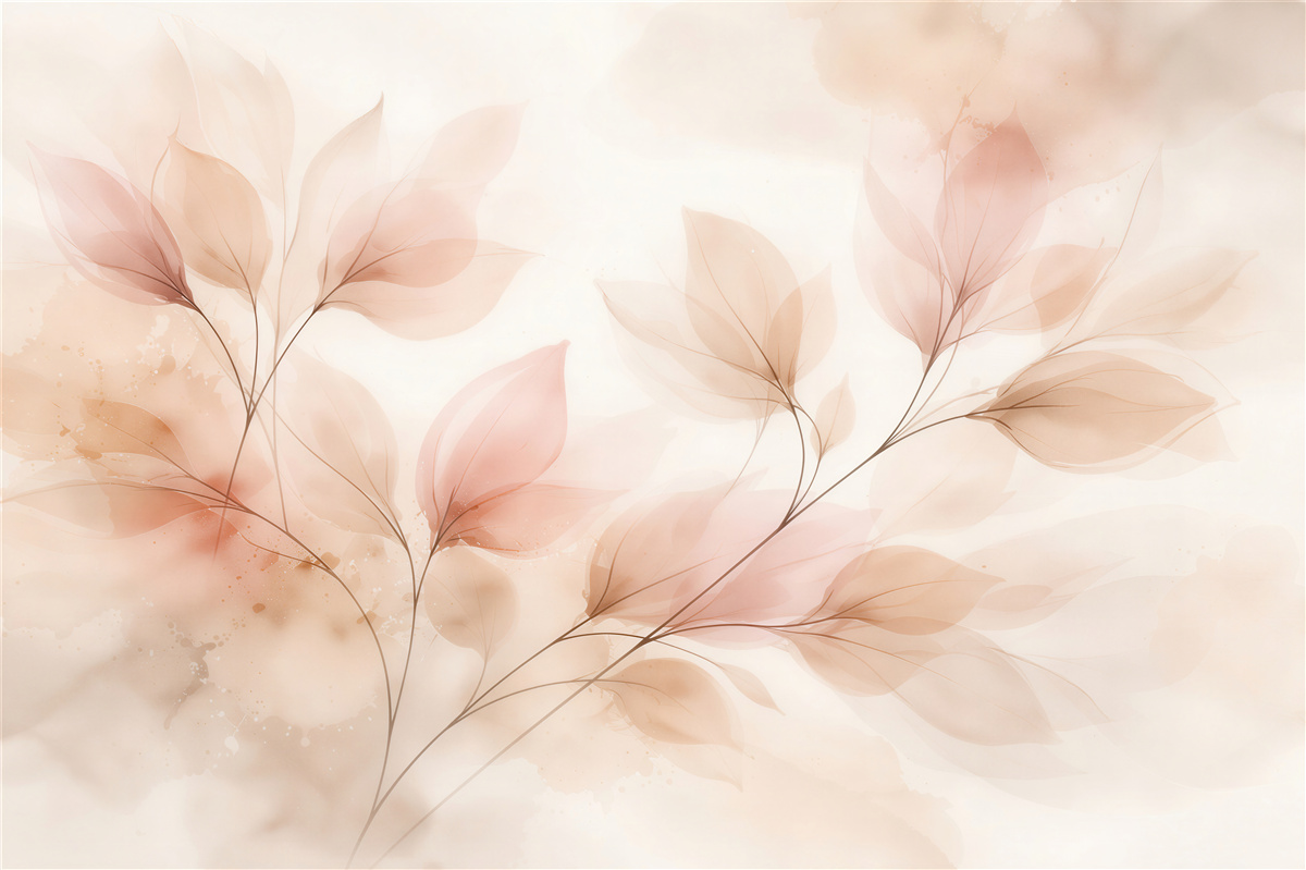Fototapeten Zarte Blätter in Aquarell