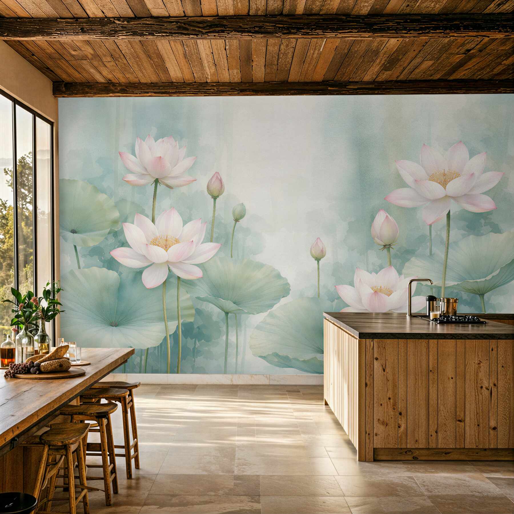 Fototapeten Lotusblumen in pastelliger Harmonie