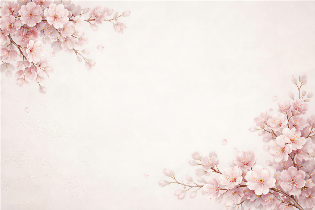 Fototapeten Pudrige Kirschblüten an Zweigen