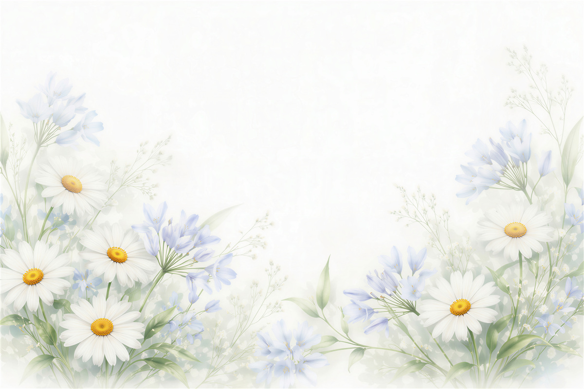 Fototapeten Zarte Gänseblümchen im blauen Nebel