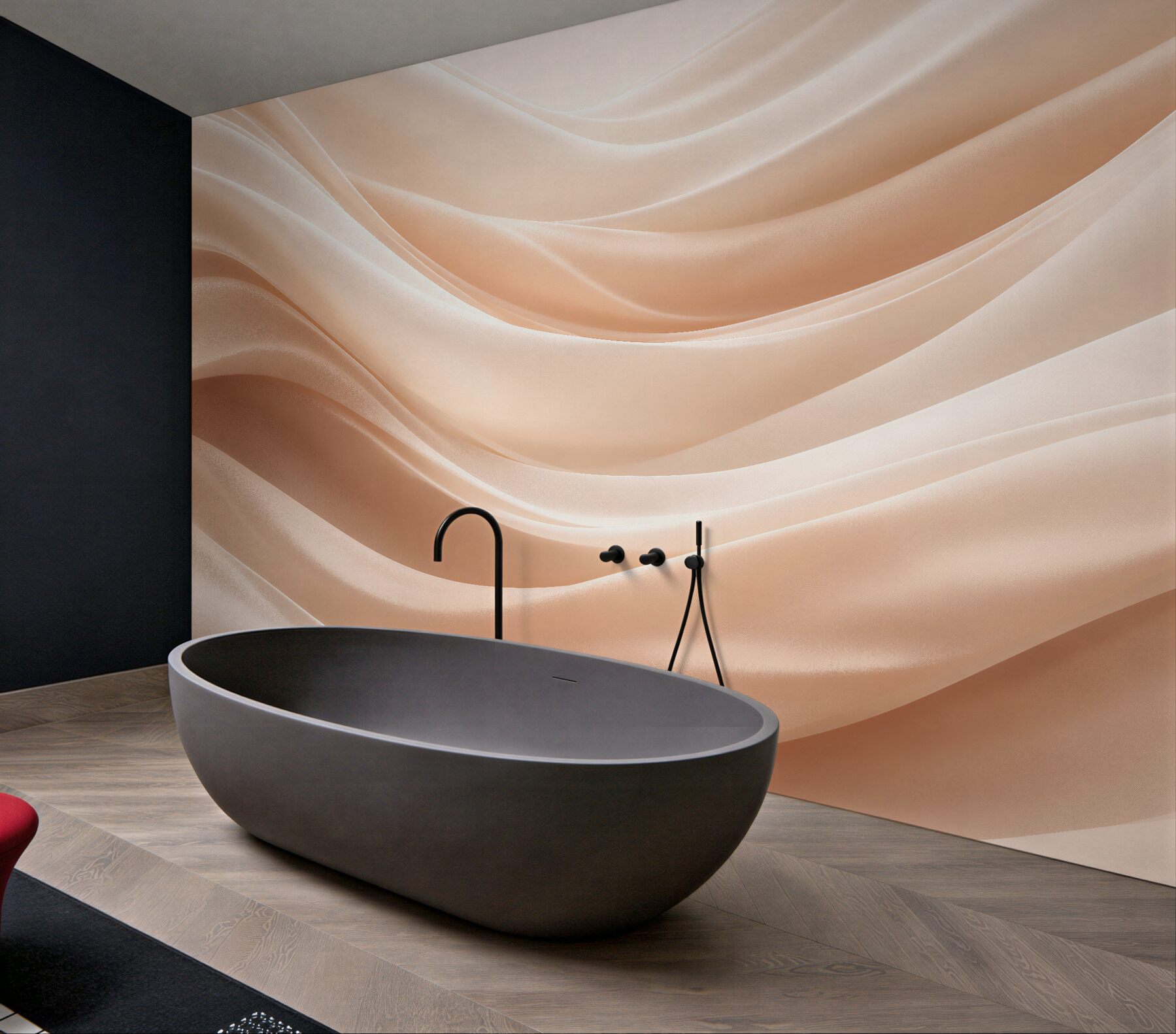 Fototapeten Seidige Wellen in Beige